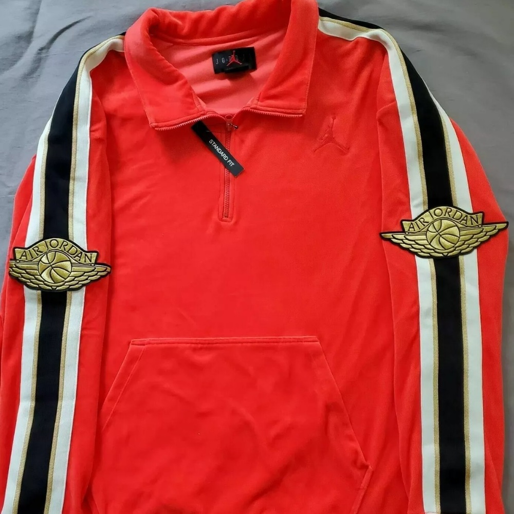 Men Air Jordan Wings Velour Pullover 1/4 Jacket
